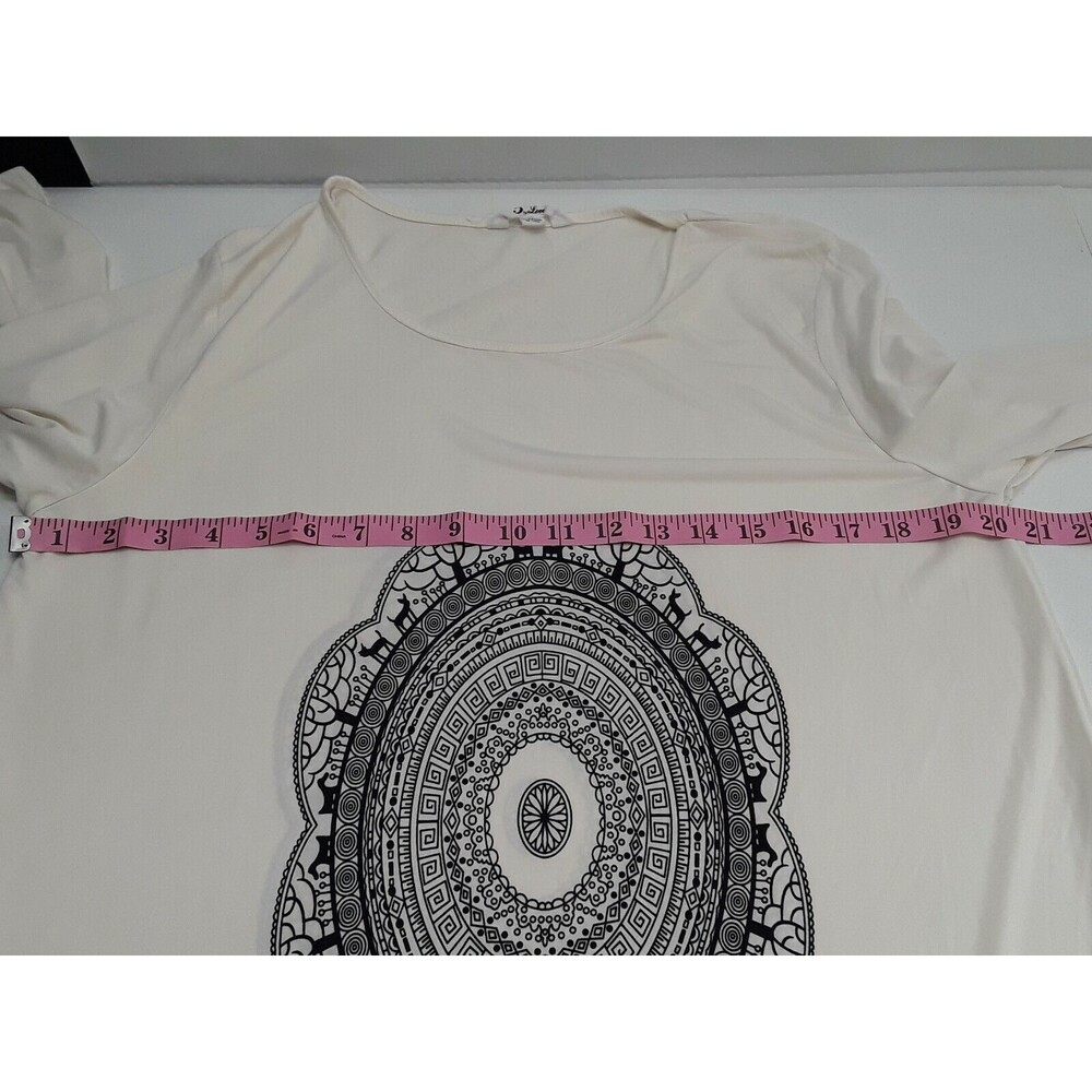 5th and Love Dress Shift Black White Aztec Print 3/4 Sleeve Abstract Sz M - Picture 9 of 12